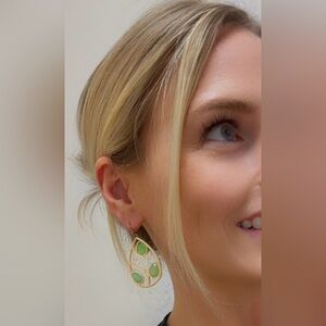 Elegant Gold and Green Teardrop Earrings